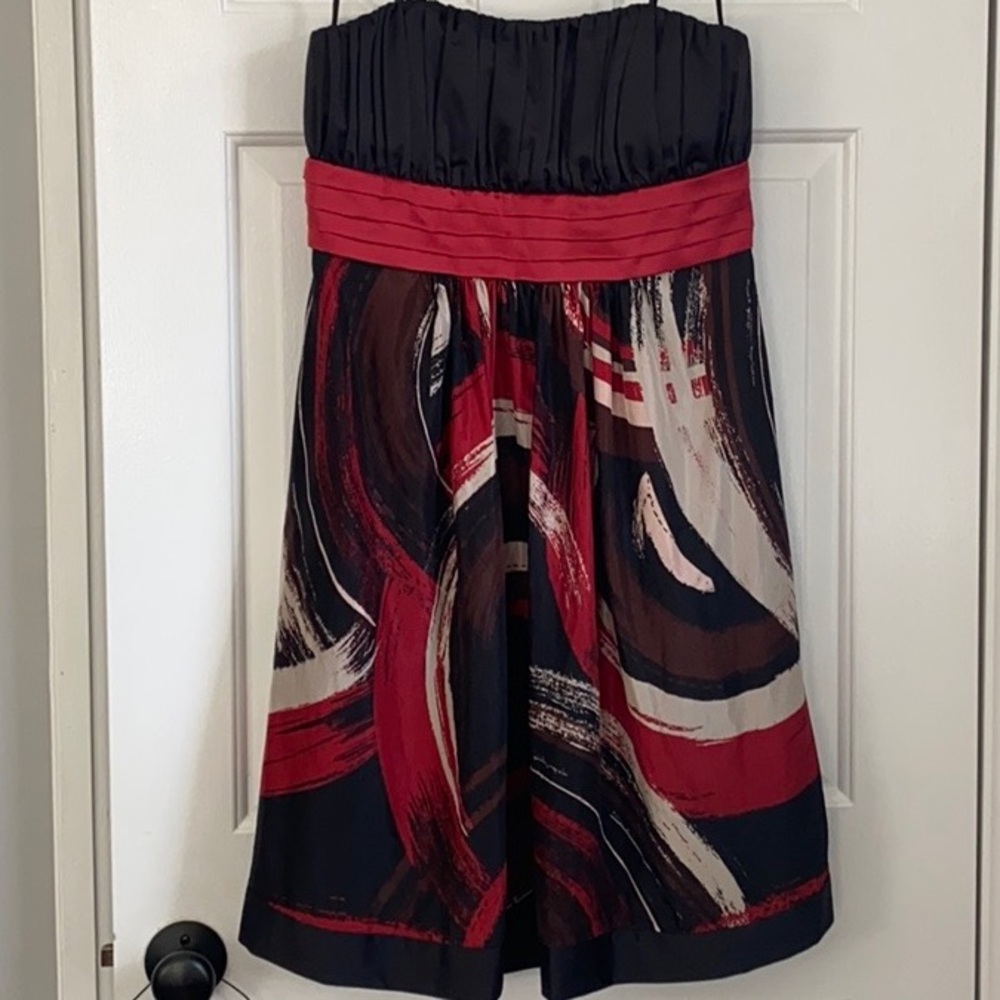 Cute silk strapless cocktail dress by Max and Cleo